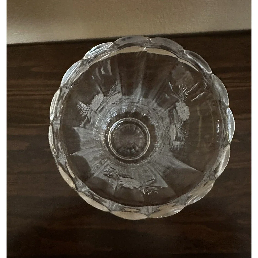 Vase-Flowers Etched in Glass